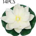 Accssoey 14 PCS Waterproof Floating Lotus Light, Floating Flower Light Battery Operated Water Activated Warm White Pool Flower Lamp Wedding,Anniversary,Garden Decoration