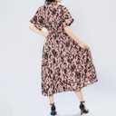 Women's Summer Leopard Print Casual Dress - Shirt Collar V-Neck Short Sleeve Flowy A-Line Dress (M)