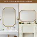 30"x40" Mirror for Wall, Full Scalloped Corners Rectangle Decorative Mirror, Metal Beaded Frame Accent Wall Decor for Bathroom, Entryway, Mantel, Antique Gold