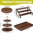 Teenyyou 5 Pcs Wooden Cupcake Stand Set 3 Tiered Display Shelf Round Rotatable Cupcake Stand Cake Tower Wood Rectangle Cake Tray for Dessert Table, Festivals, Wedding Party (Dark Color)