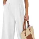 ANRABESS Womens Jumpsuit Casual Summer Wide Leg Sleeveless Smocked One Piece Romper 2026 Beach Travel Vacation Jumper Outfits (Medium, White)