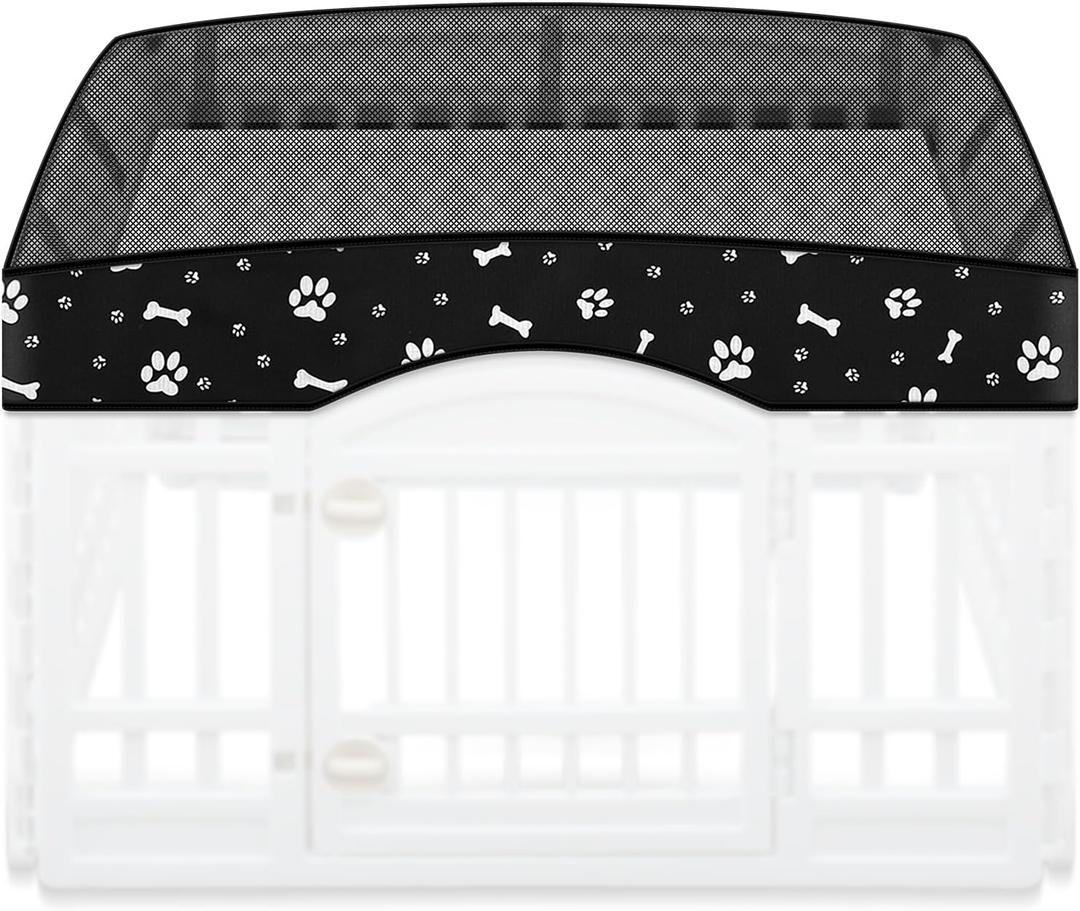 Dog Playpen Mesh Top Lid Fits for 36 Inch 4 Panels Regular Square Plastic Exercise Pet Pen, Breathable Pet Playpen Shade Cover for Dog Crate Pad , Cover Only, Fence Not Included Black