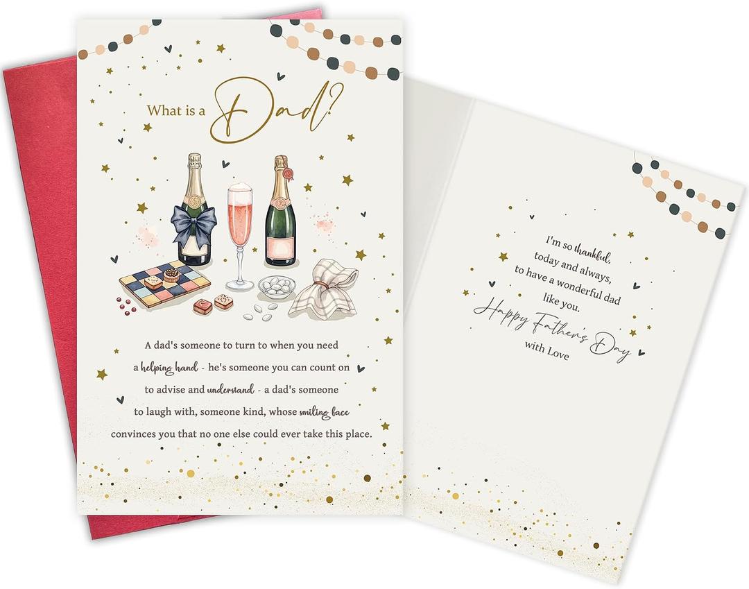 3 x Poem Father's Day Card for Dad, Heartfelt Father's Day Card Gift for Daddy, Happy Father's Day Card from Daughter Son, What is a Dad?, (Mix Postcards)