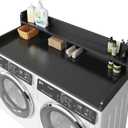 BigPonPon 2-Tier Washer and Dryer Countertop with 2.75" H Guard,58" W x 28" D Laundry Countertop Cover with Non-Slip Pad,Large Space Laundry Topper for Folding Clothes Over Washer and Dryer-Black