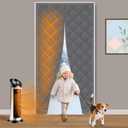 Magnetic Thermal Insulated Door Curtain  Winter Draft Stopper, Energy Saving Quilted Door Cover with Easy Access Closure for Kids & Pets, Waterproof Windproof Doorway for Home & Apartment (Fits Doors to 36x80 Inch, Dark Gray)