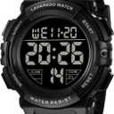 L LAVAREDO Mens Digital Watch Sports Military Watches Waterproof Outdoor Chronograph Wrist Watches for Men with LED Back Ligh/ Alarm/ Date, Black