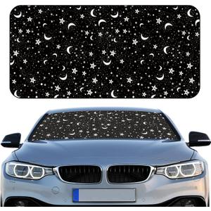 Woanger Windshield Sun Shade Foldable Car Front Window Covers for Car Accessories Sun Heat UV Rays Visor Protector Protection for Universal Cars SUV Truck (Moon Star)
