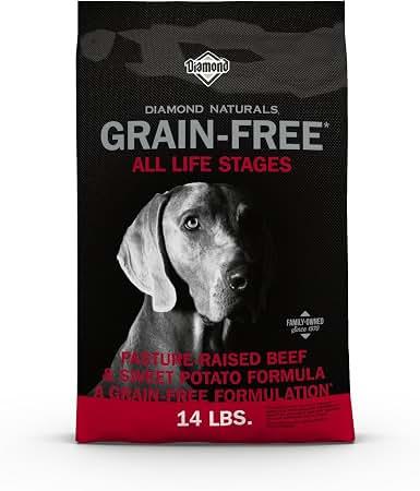 Diamond Naturals Grain-Free Pasture Raised Beef & Sweet Potato Formula For Dogs Net WT. 14 LBS. (6.35 KG) BBD: 02-05-27