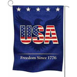 USA Patriotic Garden Flag 12x18 Double Sided, American Flag Eagle Yard Flag, Freedom Since 1776 Outdoor Decor, Independence Day Fourth of July Decorations