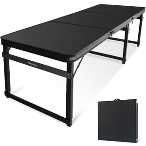 6FT x 2FT Folding Camping Table with Aluminum Alloy Legs, Adjustable Height Portable Outdoor Picnic Table for Camping, Travel, Parties, Kids Crafts, and Market Vendor Use, 6 ft x 2 ft 2.3 ft H