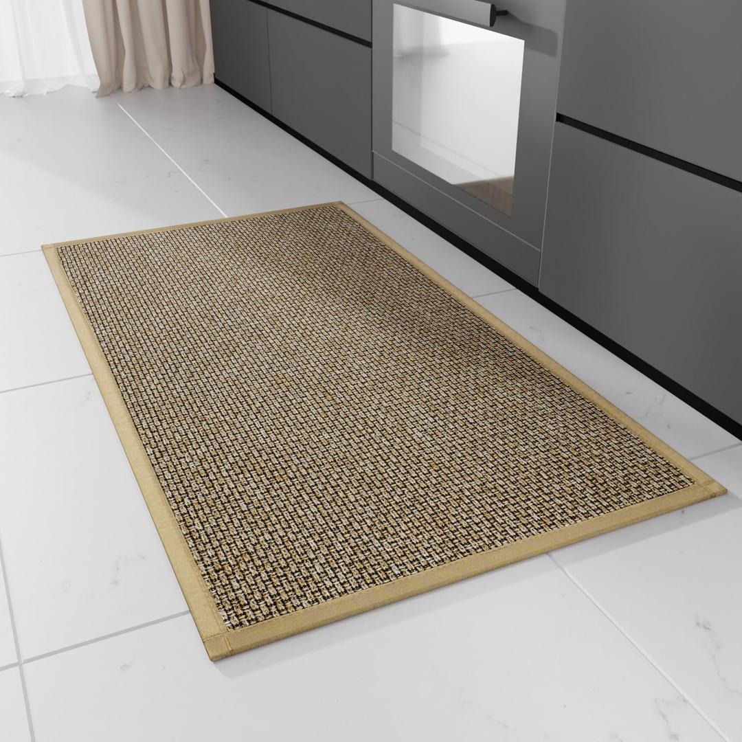 Kitchen Rug, Rubber Non Slip Kitchen Rugs Washable, Absorbent Runner Mat for Floor, Machine Washable Standing Mats for in Front of Sink, Door, Laundry, Entryway, Hallway (Brown, 36"  24")