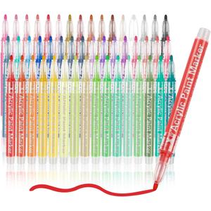 Acrylic Paint Pens Paint Markers - 48 Pack acrylic paint markers For Rock Painting Wood Canvas Glass Ceramic Plastic Metal and Stone,acrylic markers For DIY Crafts Making Art Supplies