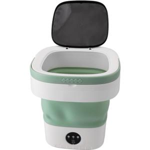 Mini Portable Washing Machine Bucket, 100-240V Space Saving Easy Installation Foldable Washing Machine Soft Tumble Dry Function Automatic 7.5L for Bedroom