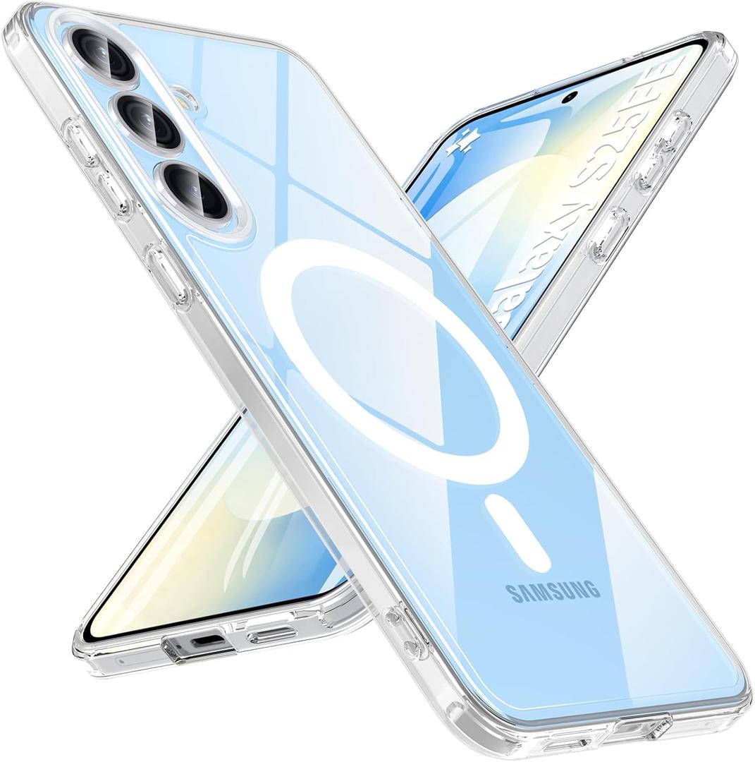 Fin2feel for Samsung Galaxy S25 FE Case, Compatible with MagSafe, Magnetic Military Shockproof Translucent Matte Back Phone Cover for Samsung Galaxy S25 FE (Clear)