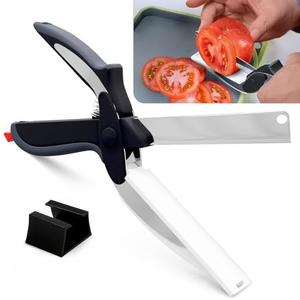 Kitchen Scissors for Food – 2-in-1 Cutting Board Scissors & Tomato Knife with Locking Mechanism & Stainless Steel Blades – Multifunctional Kitchen Shears for Effortless Chopping
