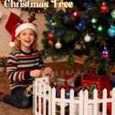 15.7" H Sturdy Safe Wooden Christmas Tree Fence - White Christmas Tree Gate Dogs Cat Proof for 5-7ft Trees, 8 Pcs Easy to Install