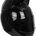 Adult Personalized Cat Ear Motorcycle Helmet,Men and Women Cool Cat Locomotive Motorcycle Full Face Helmet,DOT/FMVSS-218 Certification Standard,Suitable for All Seasons (Large, Black)