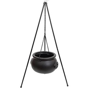 Halloween Witch Cauldron with Green String Lights, 51in Tripod Stand Black Pot Outdoor Indoor Yard and Porch Decoration for Spooky Party Display(Height130cm pan 20cm)