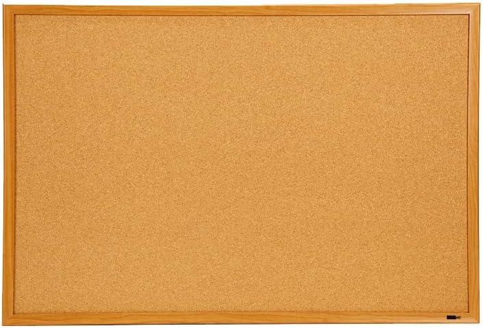 INNOVART Cork Bulletin Board 36"X24", Corkboard with Oak Wood Frame, Cork Notice Board with 10 Push Pins, Wall Mounted Office Board, Cork Board Pin Board Bulletin Board for Home, Office, School