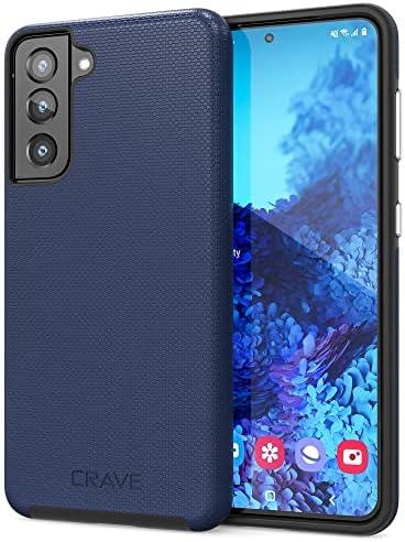 Crave for Galaxy S21 Case, Shockproof Protection Dual Layer Case for Samsung Galaxy S21, S21 5G (6.2 inch) - Navy