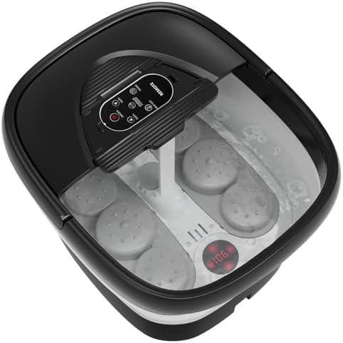 Collapsible Foot Spa with Heat, Remote, Timer, and Massage, Black