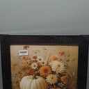 Puyfsdhg Fall Orange White Pumpkin Floral Wall Art Framed Rustic Farmhouse Autumn Pumpkin Botanical Canvas Prints Artwork, Thanksgiving Oil Paintings Wall Decor for Home Bedroom Room 20x20 Inch