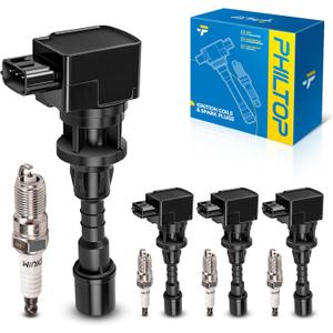PHILTOP Set of 4 Ignition Coil Pack and Iridium Spark Plugs Fits for 2006-2007 Mazda 5