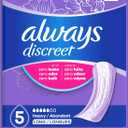 Always Discreet Adult Incontinence Pads for Women, Drier, 5 Drop Long Length, Heavy Absorbency, Pads for Bladder Control Management, Bladder Leaks, & Postpartum Pads, 39ct