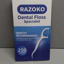 RAZOKO 350ct Shred-Resistant Dental Floss Picks & Interdental Toothpicks - High-Tension Flossers with Portable Travel Case - 2-in-1 Disposable Teeth Cleaners for Tight Gaps & Oral Care