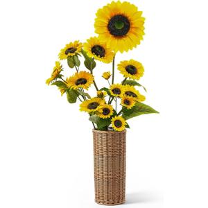 Riceshoot 4ft Large Artificial Sunflower with Woven Basket