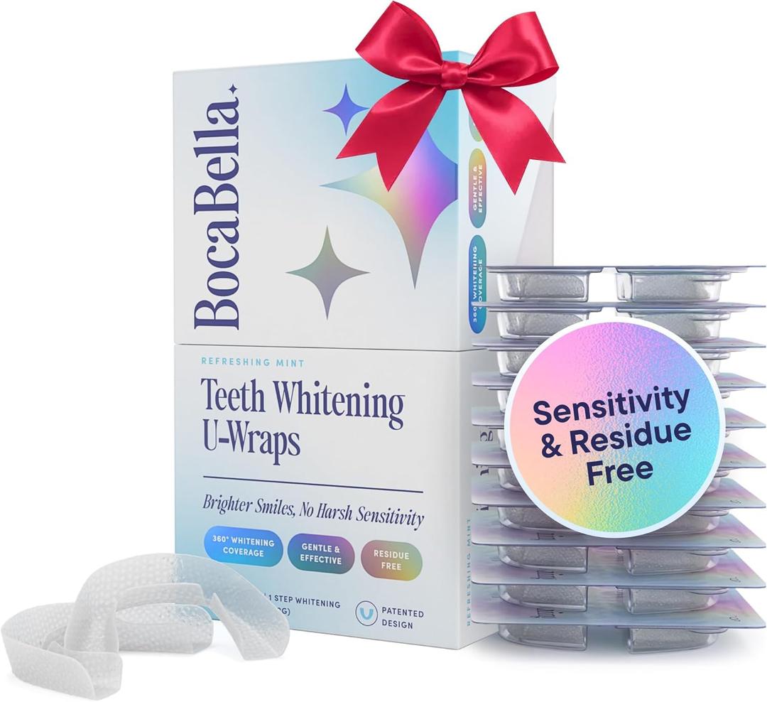 Teeth Whitening U-Wraps  10 Treatments  15% Hydrogen Peroxide, Enamel-Safe, No Harsh Sensitivity  Patented Strip Design with Aloe, Calendula & Peppermint  Fast, Even Whitening