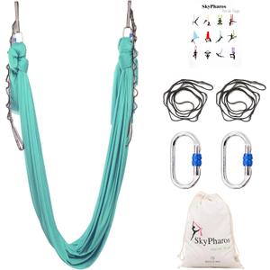 5.5 Yards Aerial Silks Yoga Swing Set - Aerial Yoga Hammock Kit Anti-Gravity Flying for Fitness, Low/Non Stretch Nylon Tricot Fabric Hardware Included for Dance 