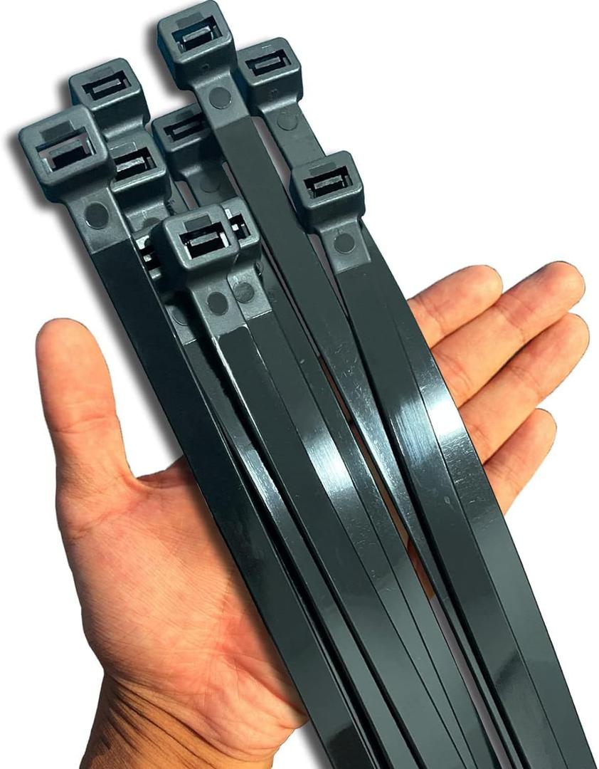 250lb Black Zip Ties Heavy Duty 12 Inch Outdoor, Extra Large Cable Tie Wraps Long Plastic Wire Ties Wide Big Strong Thick Zipties 50 Pack