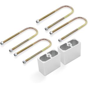 Universal Leaf Spring Lowering Block Kit, 4 Inch, 2-1/2" Wide, 5" Long, Zinc-Plated U-Bolts, Premium Steel Construction for Long-Lasting Finish