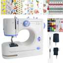 Sewing Machine for Beginners with 20 Pcs Fabric and 32 Pcs Sewing Threads Kit,Portable Sewing Machine with 12 Built-in Stitches,2 Speed(High-Low Speeds) Blue