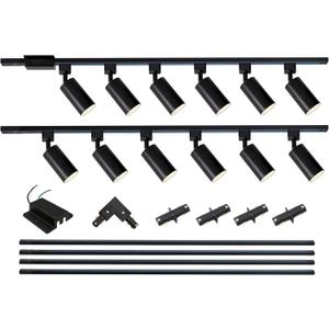 12-Light LED Track Lighting Kit with 13.2FT H Type Track Lighting Rails and Floating Canopy Connector, Modern Kitchen GU10 Track Lighting Fixtures Ceiling Spot Light, Black (No Bulbs)