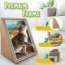 Cat Scratcher, Scratch Pad with Oil Painting, Furniture Saver Scratching Board, Cardboard Cat Scratcher House with Frame, Large Scratching Pad & Scratcher Bed, Cat Cardboard Scratcher for Indoor Cats 17.3 x 22.4 x 13in