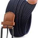 CHAOREN Mens Belt - Braided Stretch Golf Belt for Men 1 3/8"- Gift for Golf Pants Casual Shorts Jeans (Gun / Blue)