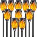 SANJICHA 10 Pack Solar Lights Outdoor, Mini Solar Torch Lights with Flickering Flame for Garden Decor, Waterproof Solar Powered Outdoor Light Flame Torches for Pathway Patio Yard Porch Outside Decor (Orange)