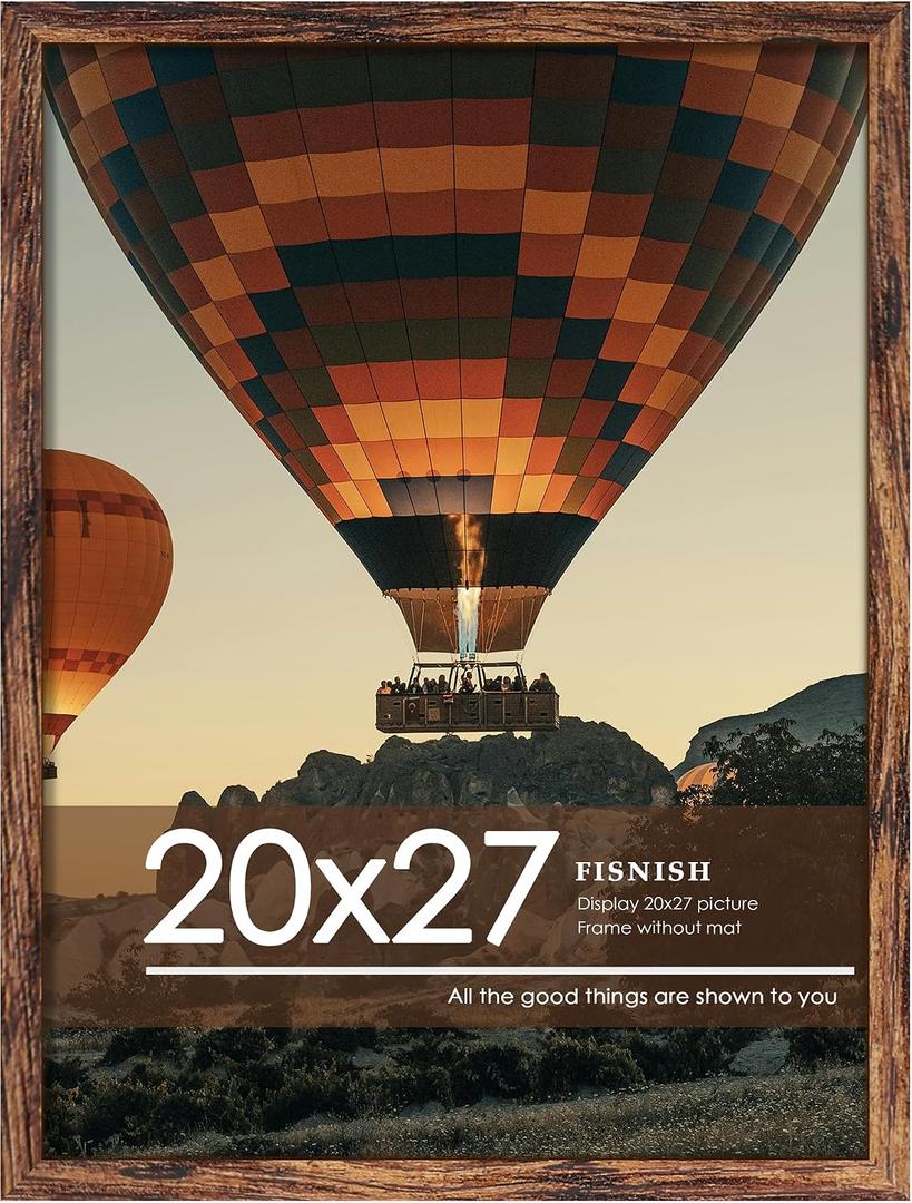 20x27 Picture Frame, Classic Brown 20 x 27 Poster Frame for Horizontal or Vertical Wall Mounting, 1 Pack
