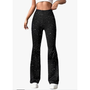 Women Sparkly Flared Leg Pants Y2K Sequin Bell Bottom Legging Pant,XL