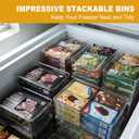 Hudgan 8 Pack Pantry Organizer and Storage, 2 Extra Large Stackable Freezer Organizer Bin, 3 Large Clear Storage Bin and 3 Medium Plastic Container for Home Edit, Kitchen Cabinet, Bathroom Shelf