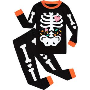 Toddler Boys Halloween Pajamas Glow in The Dark Skeleton Pjs Cotton Sleepwear 2 Piece Pant Sets Kids Halloween Clothes (7 Years)