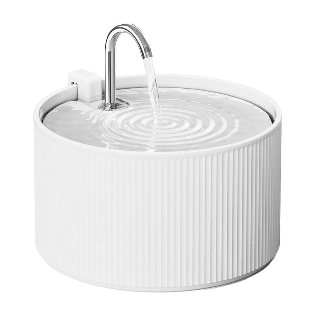 PawsPik Ceramic Serenity Pet Water Fountain – Faucet-Style Spout, Quiet Motor, 5-Layer Filter – BPA-Free Ceramic Bowl for Dogs & Cats, 9-Cup, White