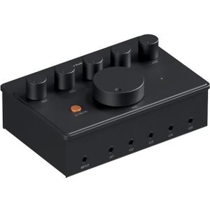 Fosi Audio PH05 5-Channel Headphone Splitter Amplifier, Mini Headphones Amp for Music Studio, Audio Sharing, Podcast Monitor, Supports 16-300 Ohm High Impedance IEM with 12V Power Adapter