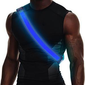 LED Reflective Running Gear,High Visibility Reflective Belt Sash with Safety Light,USB Rechargeable Adjustable Size Night Accessories for Night Outdoor Running (Blue)