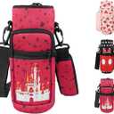 Water Bottle Carrier Bag 25oz/32oz Water Bottle Pouch Holder Adjustable Shoulder Strap Neoprene Water Bottle Sling Bag with Phone Pocket Insulated Tumbler Accessories for Walking (Deep Red)