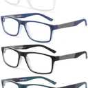 Blue Light Blocking Reading Glasses 4 Pack Computer Readers for Women Men,Anti Glare UV Ray Filter Eyeglasses (4mix colors, 1.50)