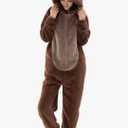 Snug Fit Unisex Adult Onesie Pajamas, Flannel Cosplay Animal One Piece Halloween Costume Sleepwear Homewear Size Large