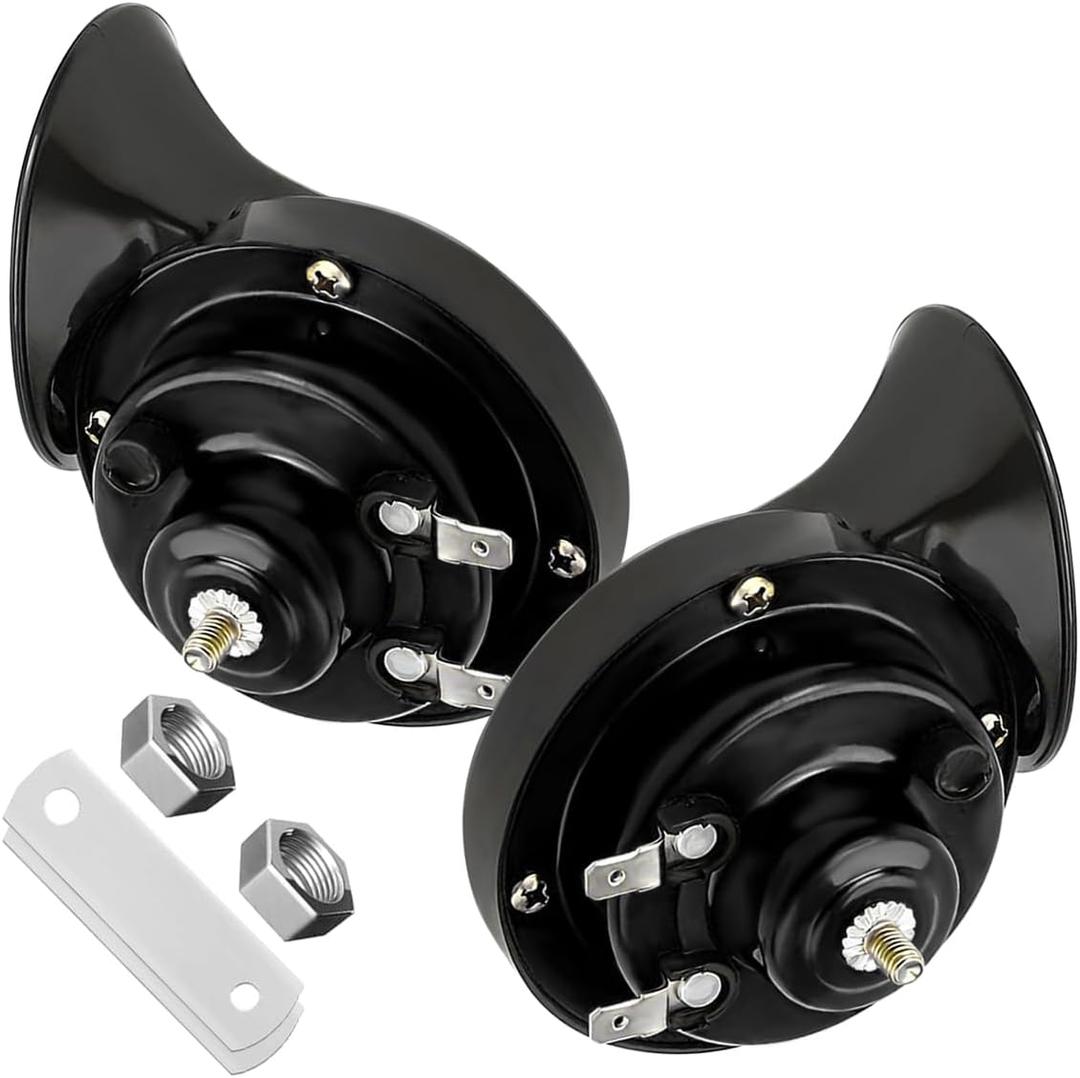 2 PCS Loud Car Horn, 12V Waterproof Snail Electric Horn, 300DB High Tone Horns Replaces for Cars, SUVs, Trucks, Motorcycles, Electric Cars, Universal Car Accessories (Black)